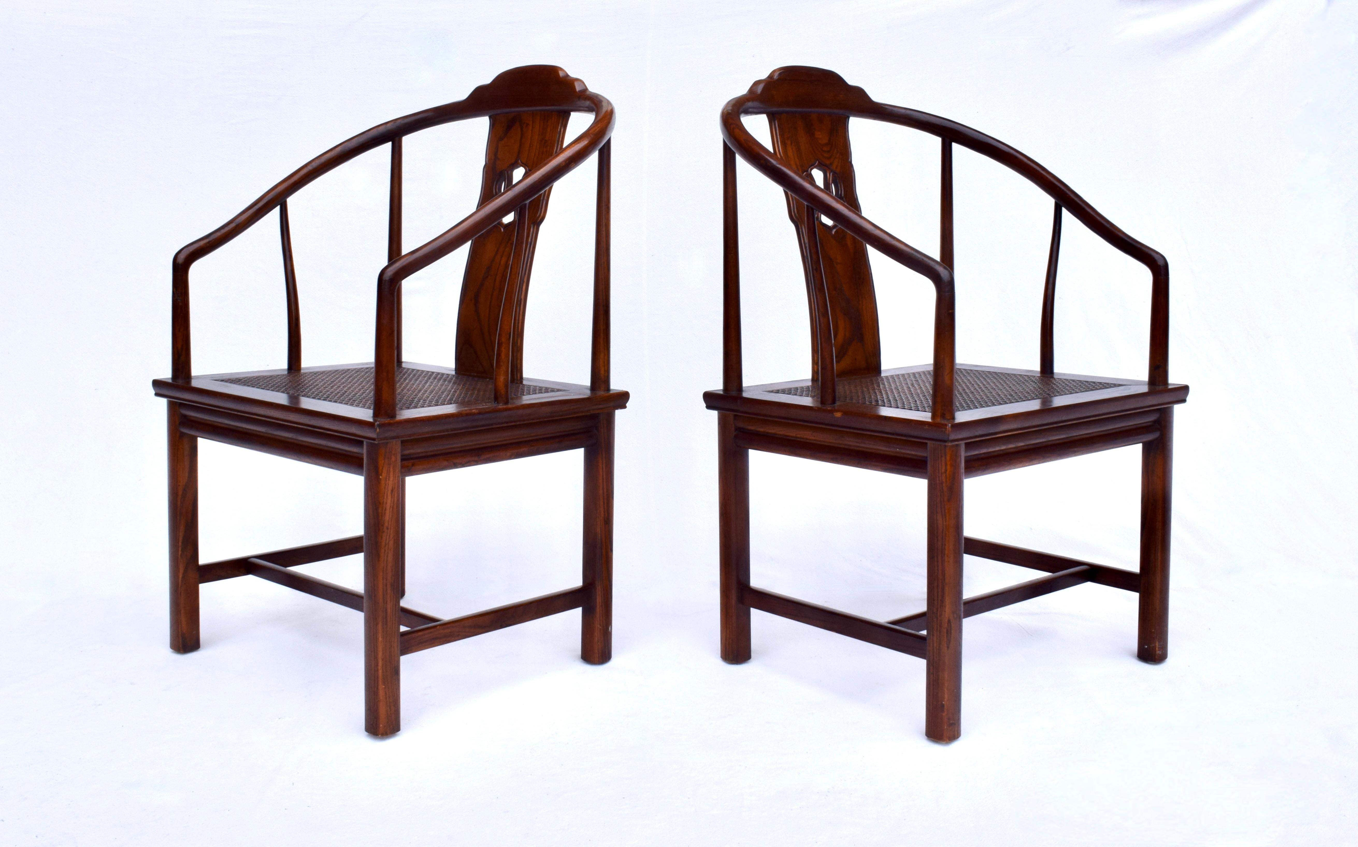 Chinoiserie Henredon Furniture Caned Horseshoe Dining Chairs For Sale