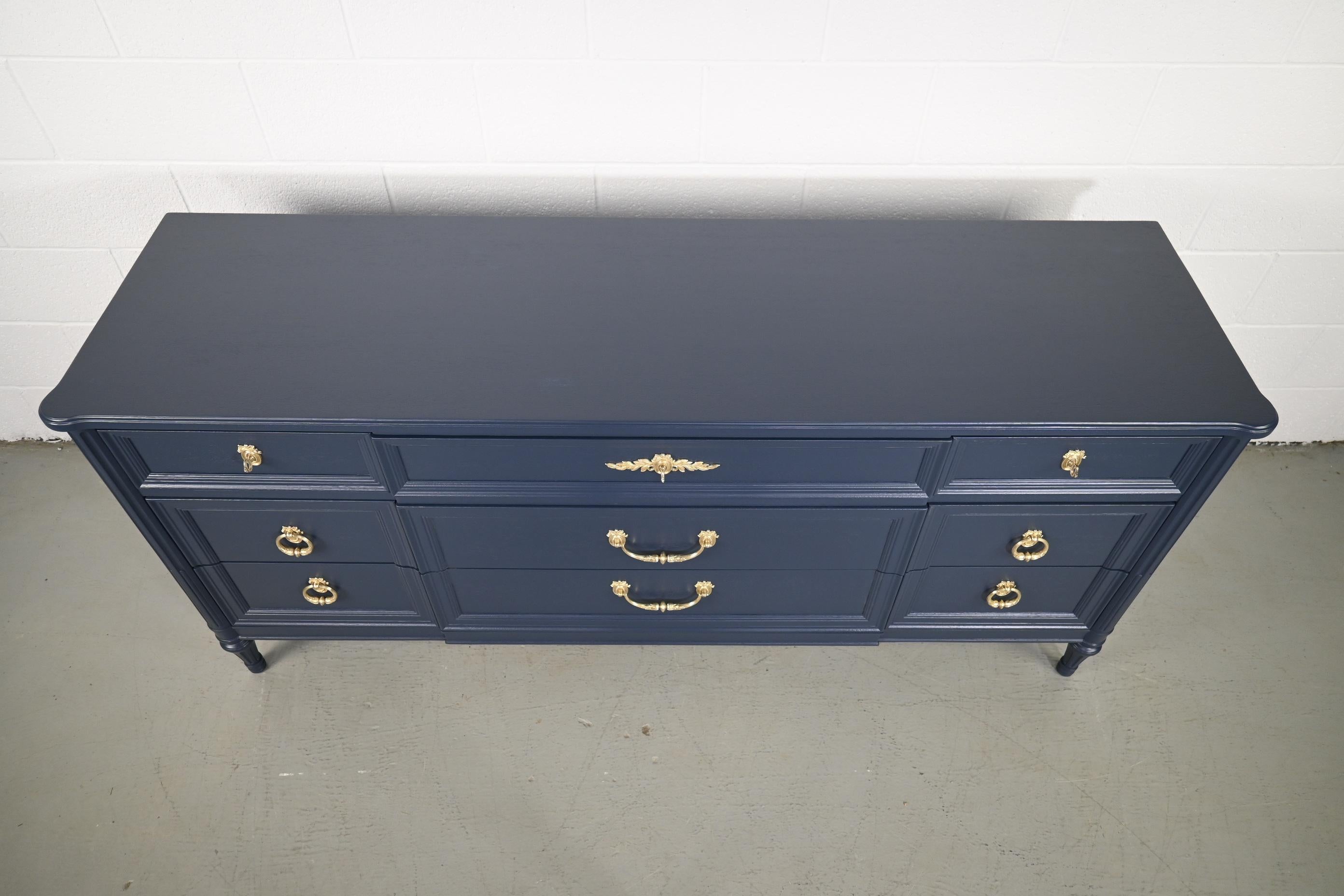 Wood Henredon Furniture French Regency Navy Lacquered Dresser