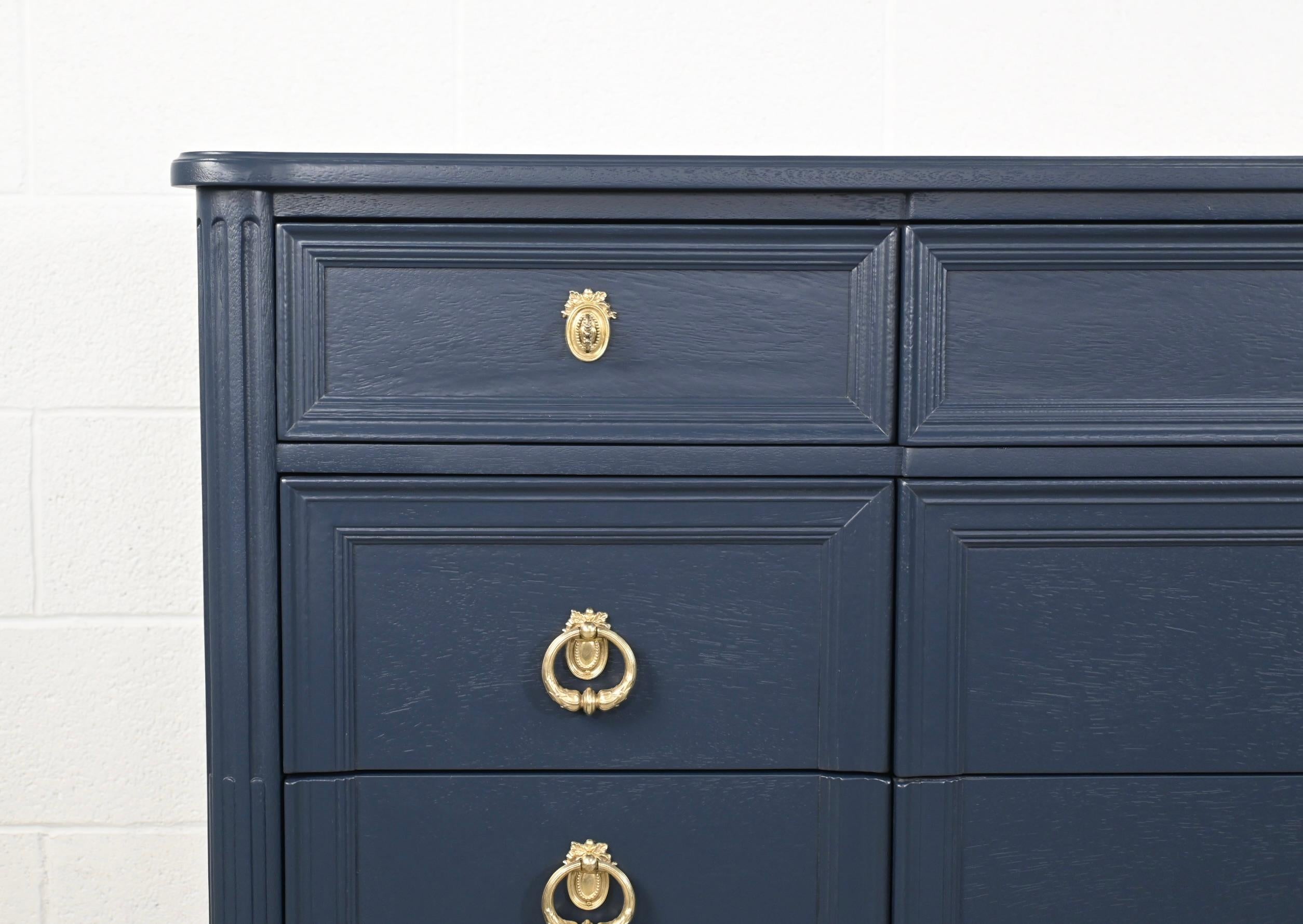 Henredon Furniture French Regency Navy Lacquered Dresser 2