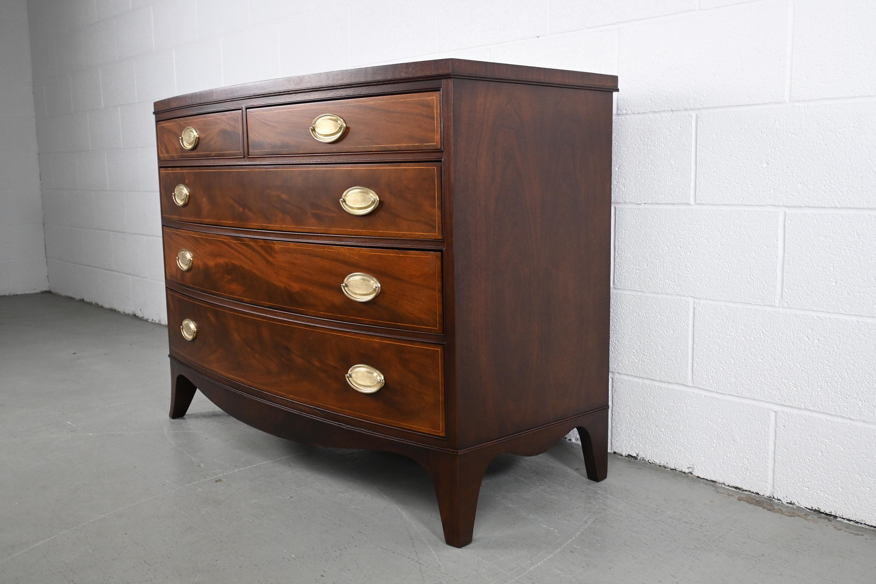 American Henredon Furniture Hepplewhite Style Bow Front Dresser