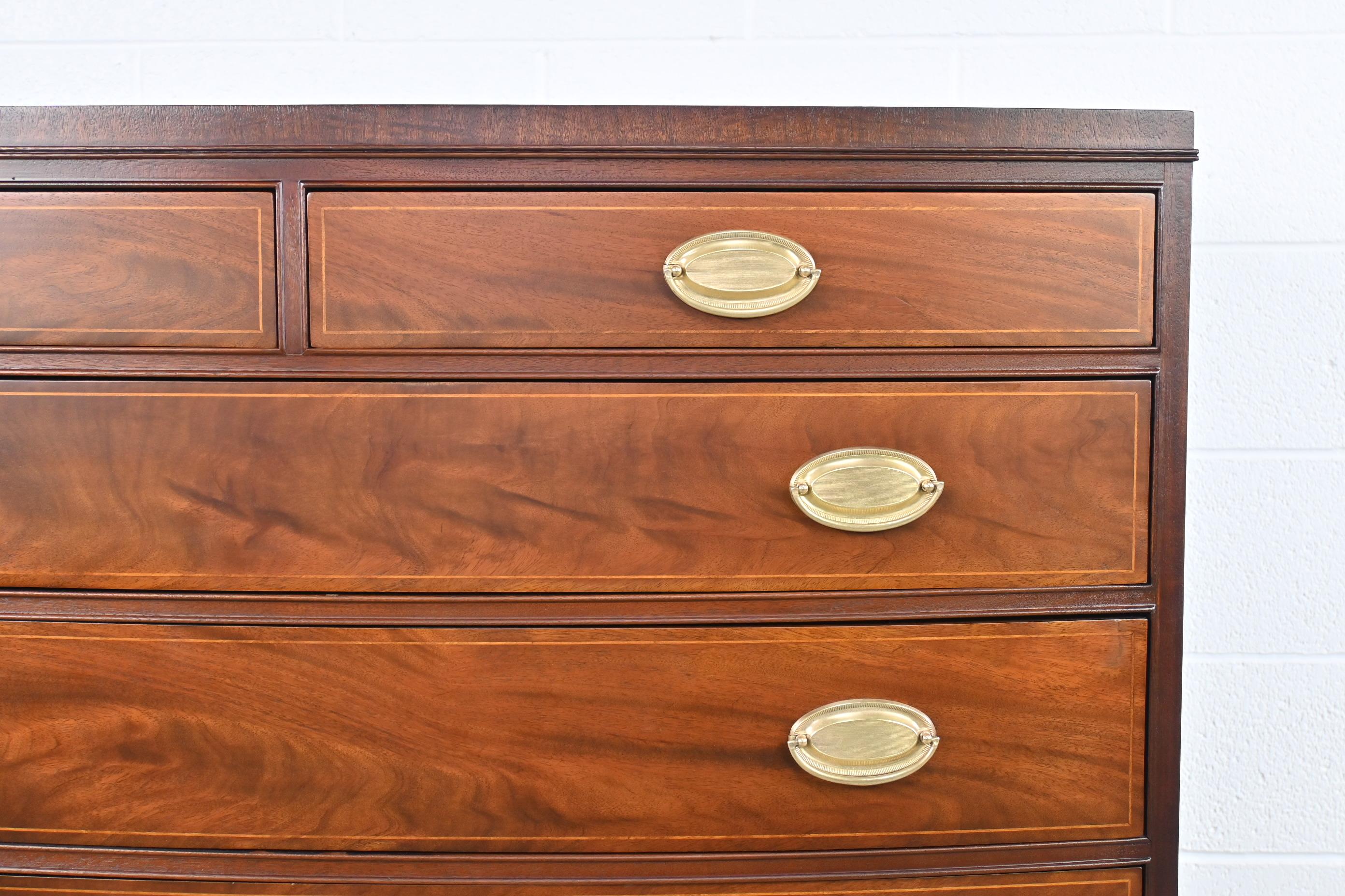 Lacquered Henredon Furniture Hepplewhite Style Bow Front Dresser