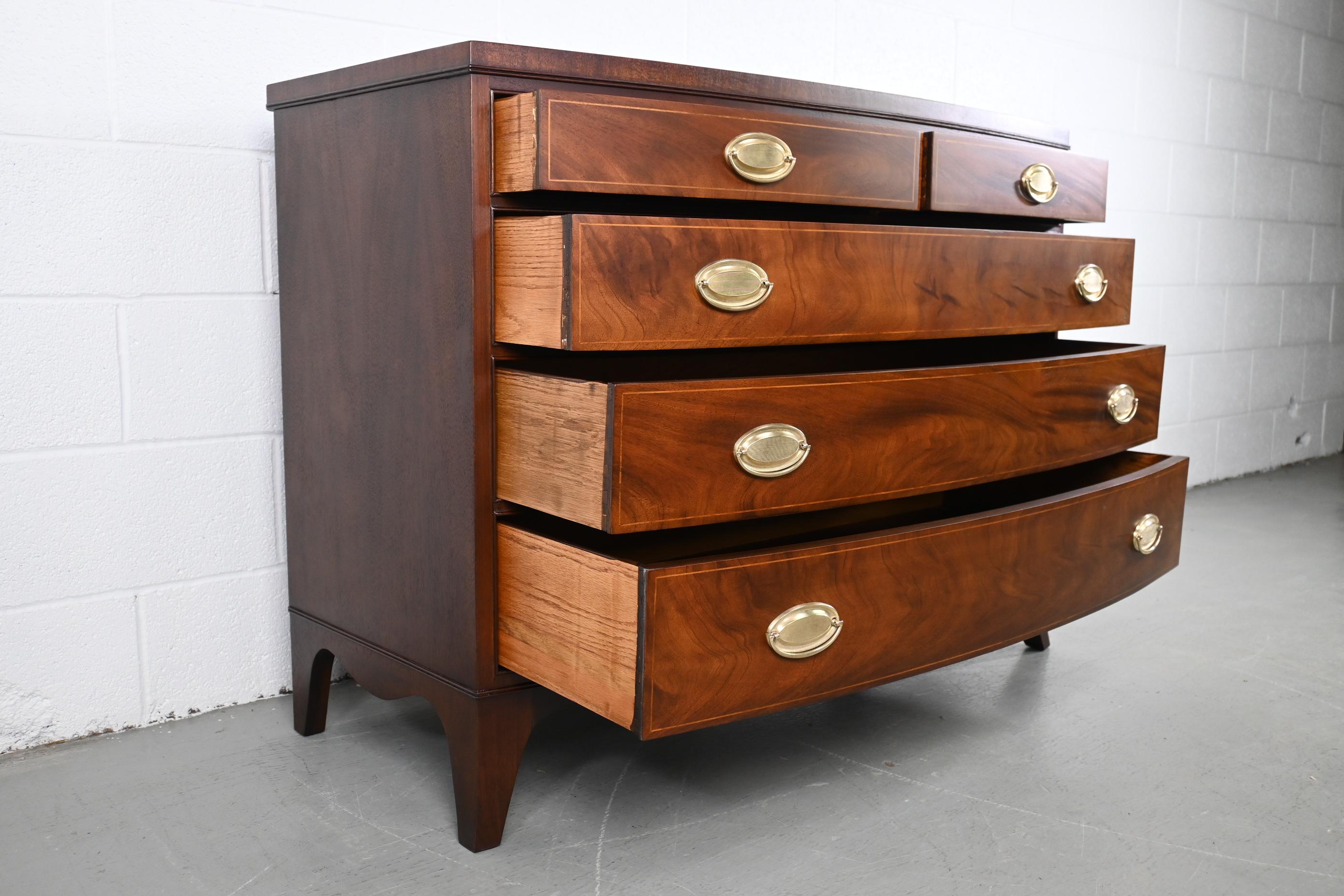 Mid-20th Century Henredon Furniture Hepplewhite Style Bow Front Dresser