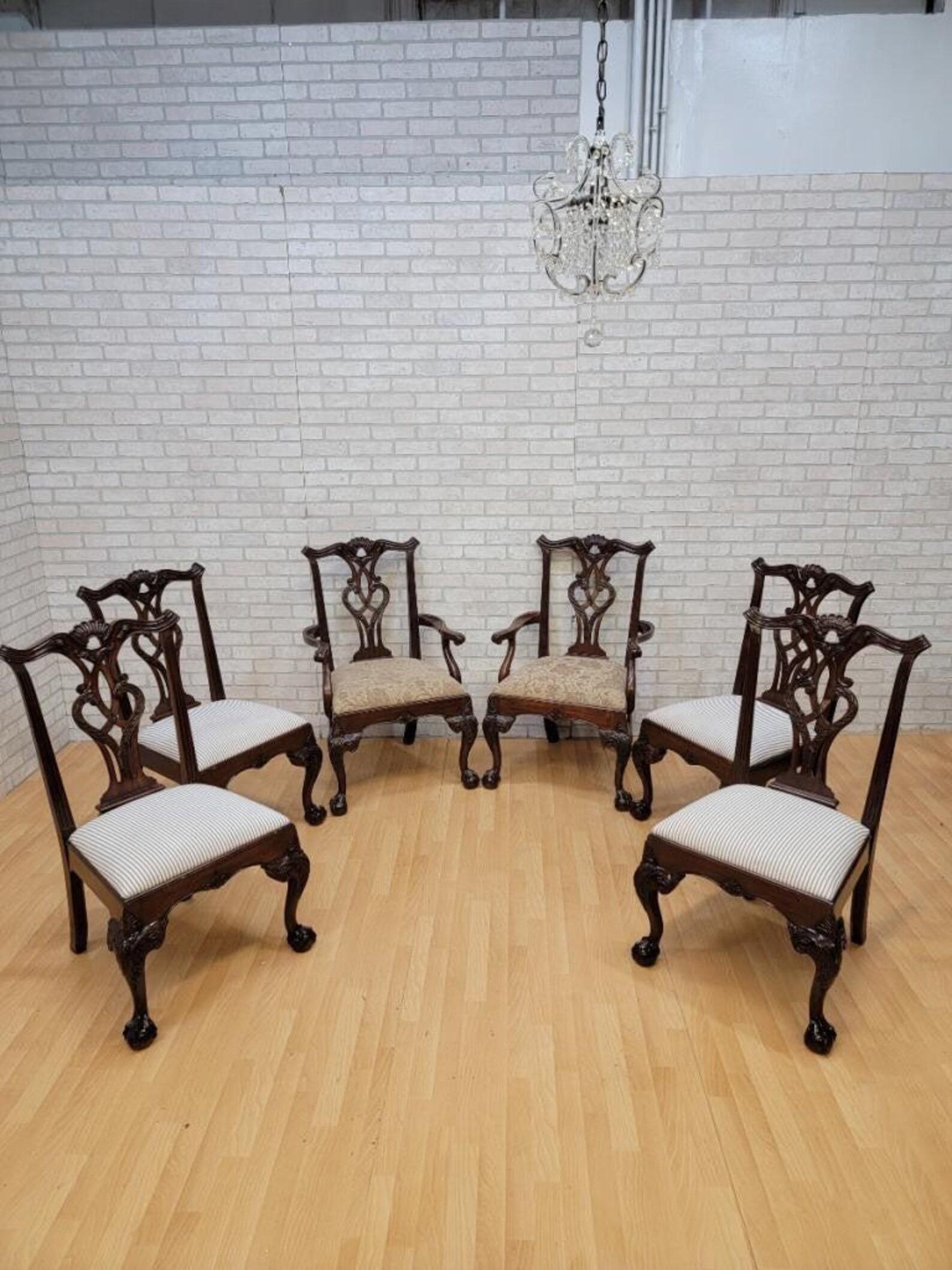 Sedie da pranzo Henredon Furniture in mogano Chippendale Ball and Ball - Set di 6 In condizioni buone in vendita a Chicago, IL