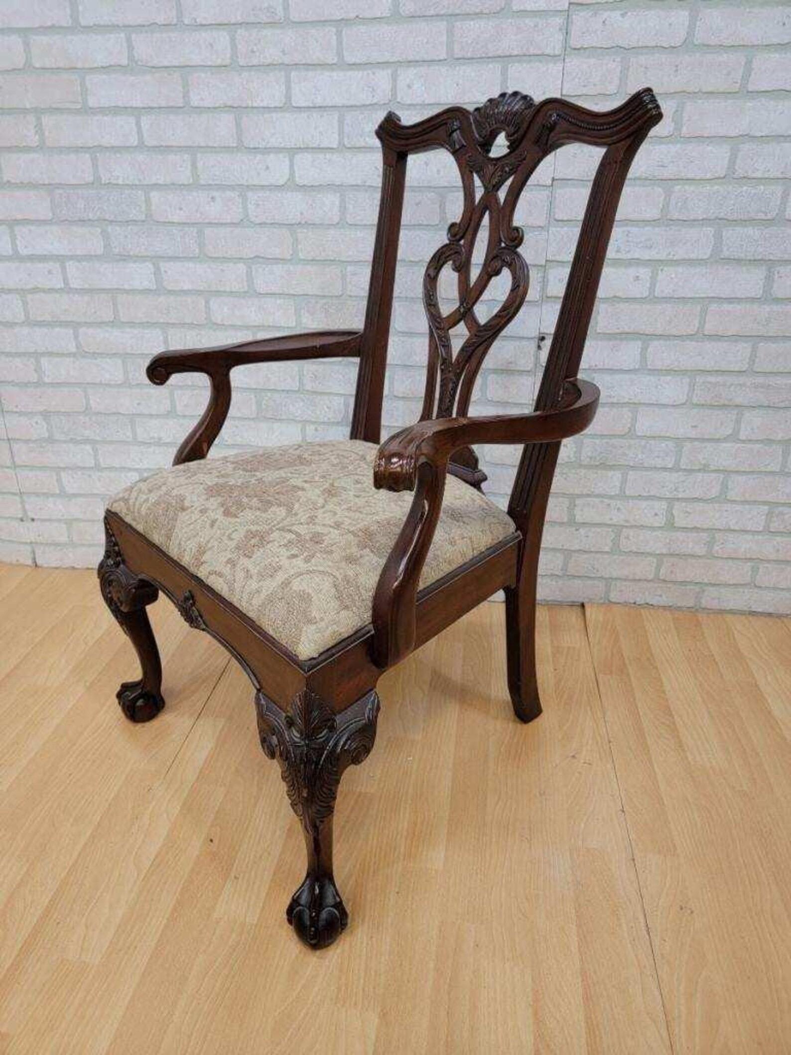 Mogano Sedie da pranzo Henredon Furniture in mogano Chippendale Ball and Ball - Set di 6 in vendita