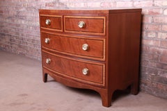 Henredon Georgian Banded Mahogany Bow Front Bachelor Chest, Newly Restored