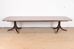 Henredon Georgian Banded Mahogany Double Pedestal Dining Table, Newly Refinished