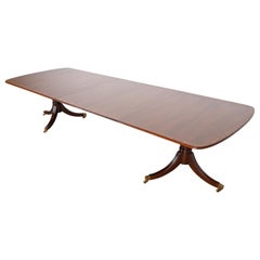 Henredon Georgian Banded Mahogany Double Pedestal Dining Table, Newly Refinished