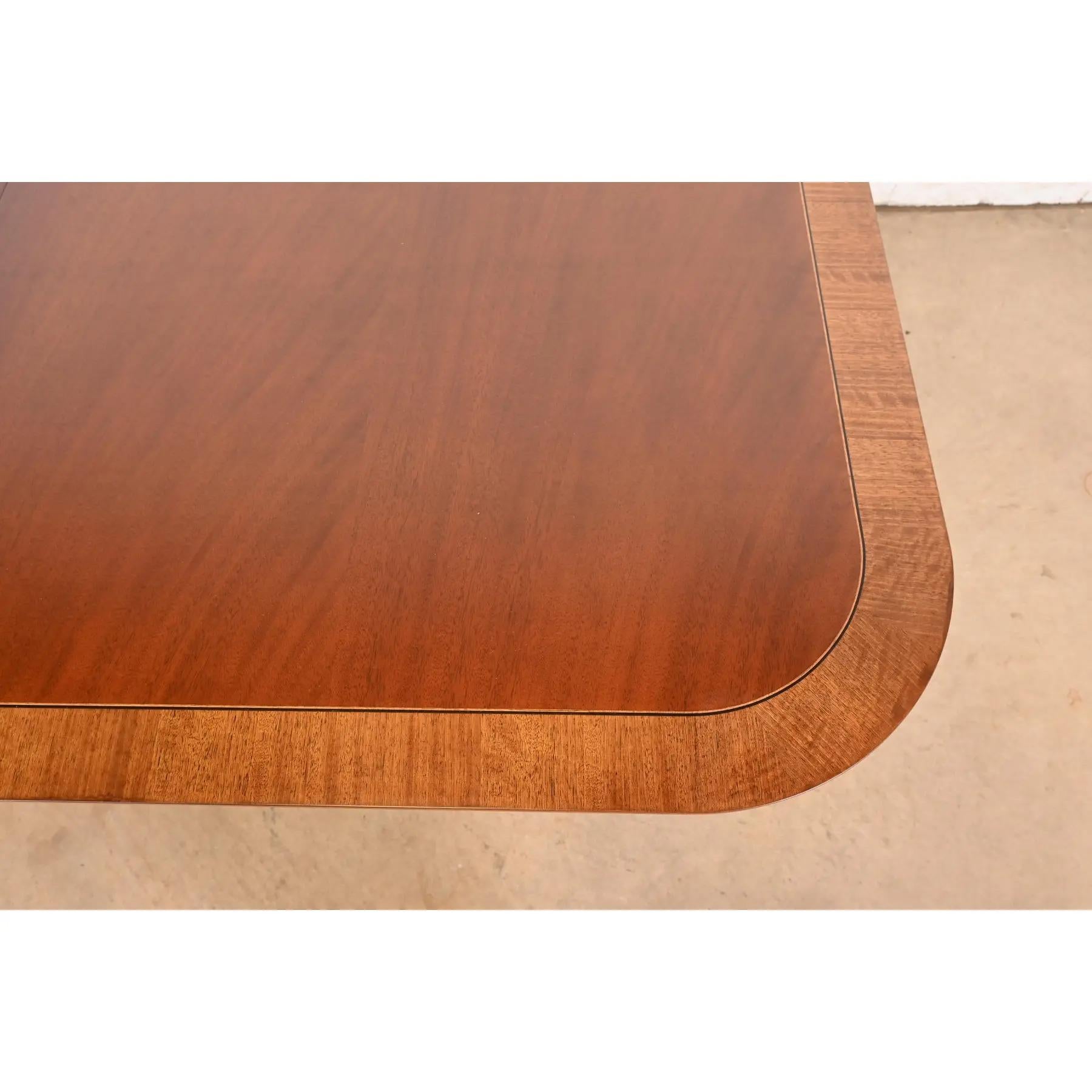 Henredon Georgian Banded Mahogany Double Pedestal Dining Table, Refinished For Sale 5