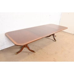 Henredon Georgian Banded Mahogany Double Pedestal Dining Table, Refinished