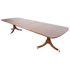 Henredon Georgian Banded Mahogany Double Pedestal Dining Table, Refinished