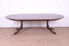 Henredon Georgian Banded Mahogany Double Pedestal Extension Dining Table