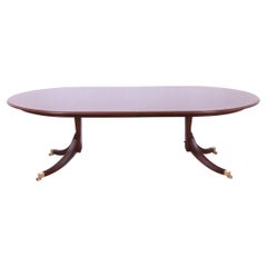 Henredon Georgian Banded Mahogany Double Pedestal Extension Dining Table