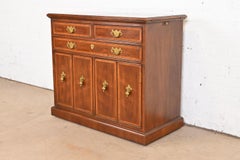 Henredon Georgian Banded Mahogany Flip Top Rolling Buffet Server or Bar Cabinet