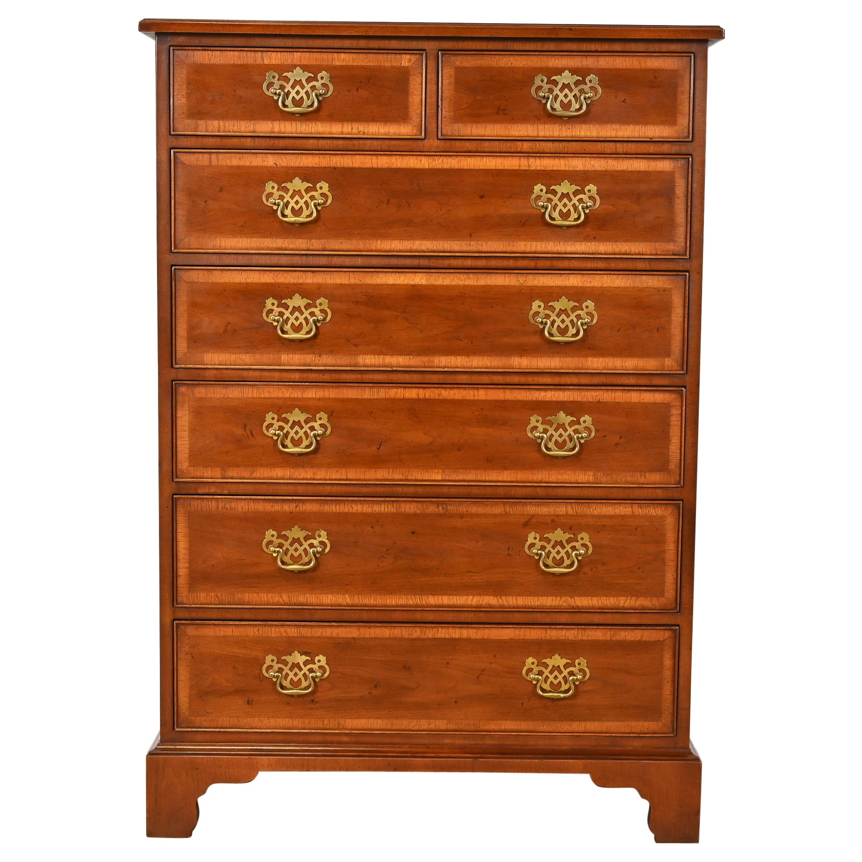 Henredon Georgian Banded Mahogany Highboy Dresser
