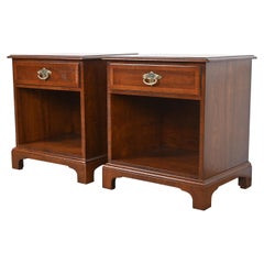 Henredon Georgian Banded Mahogany Nightstands, Newly Refinished