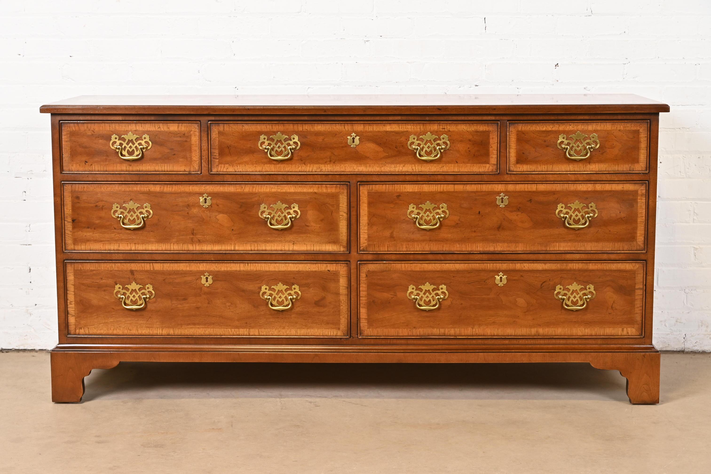 A gorgeous Georgian or Chippendale style seven-drawer dresser, credenza, or chest of drawers

By Henredon, 