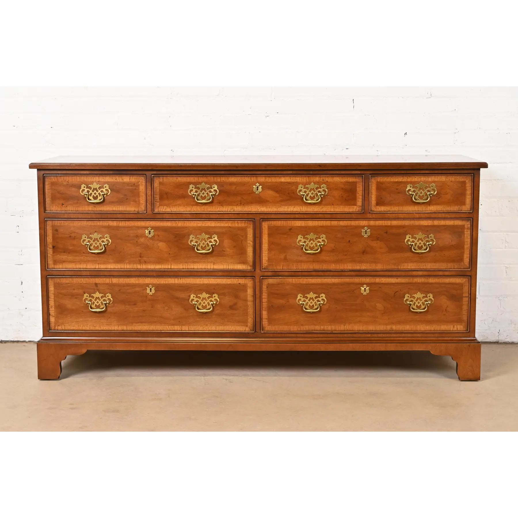 A gorgeous Georgian or Chippendale style seven-drawer dresser, credenza, or chest of drawers

By Henredon, 