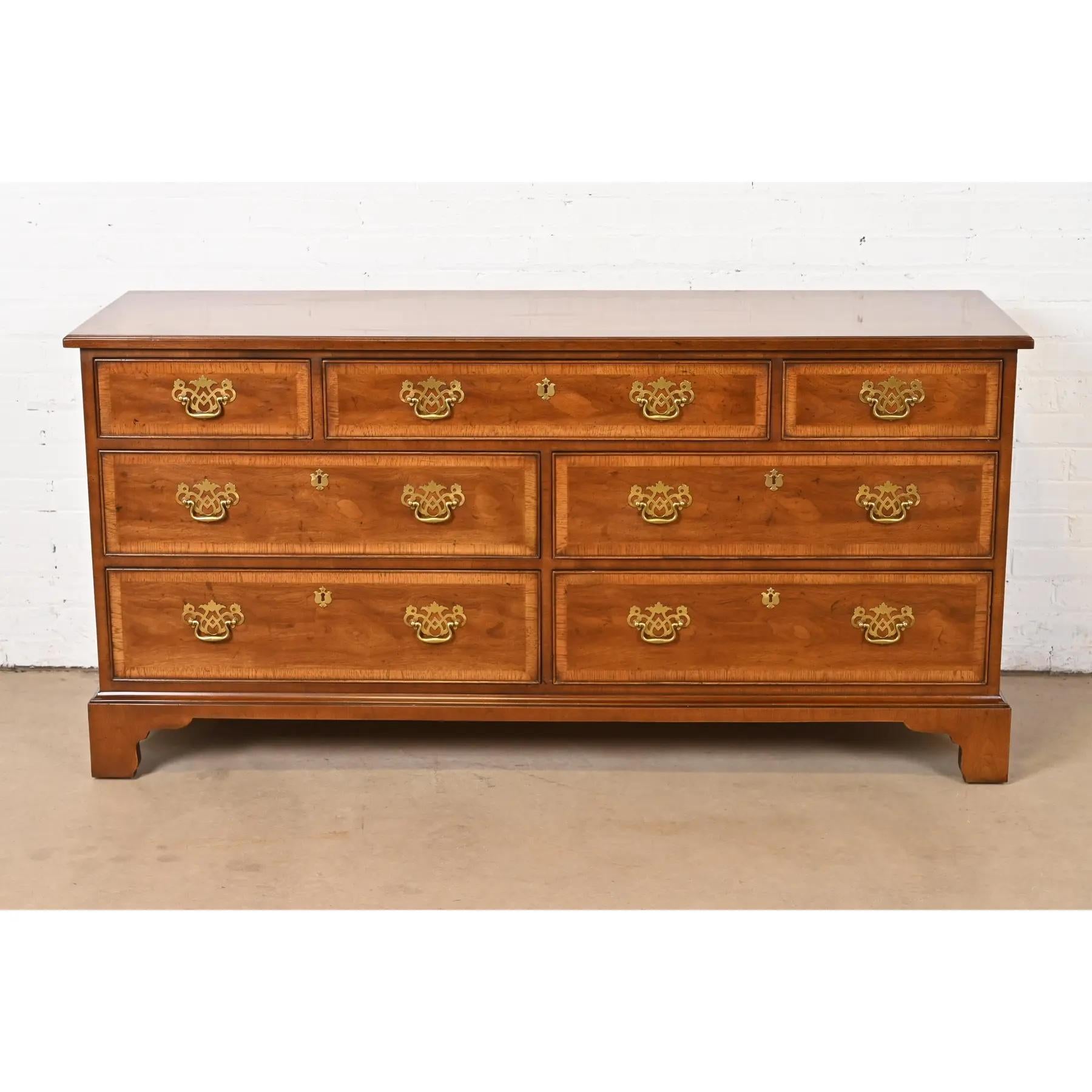 A gorgeous Georgian or Chippendale style seven-drawer dresser, credenza, or chest of drawers

By Henredon, 