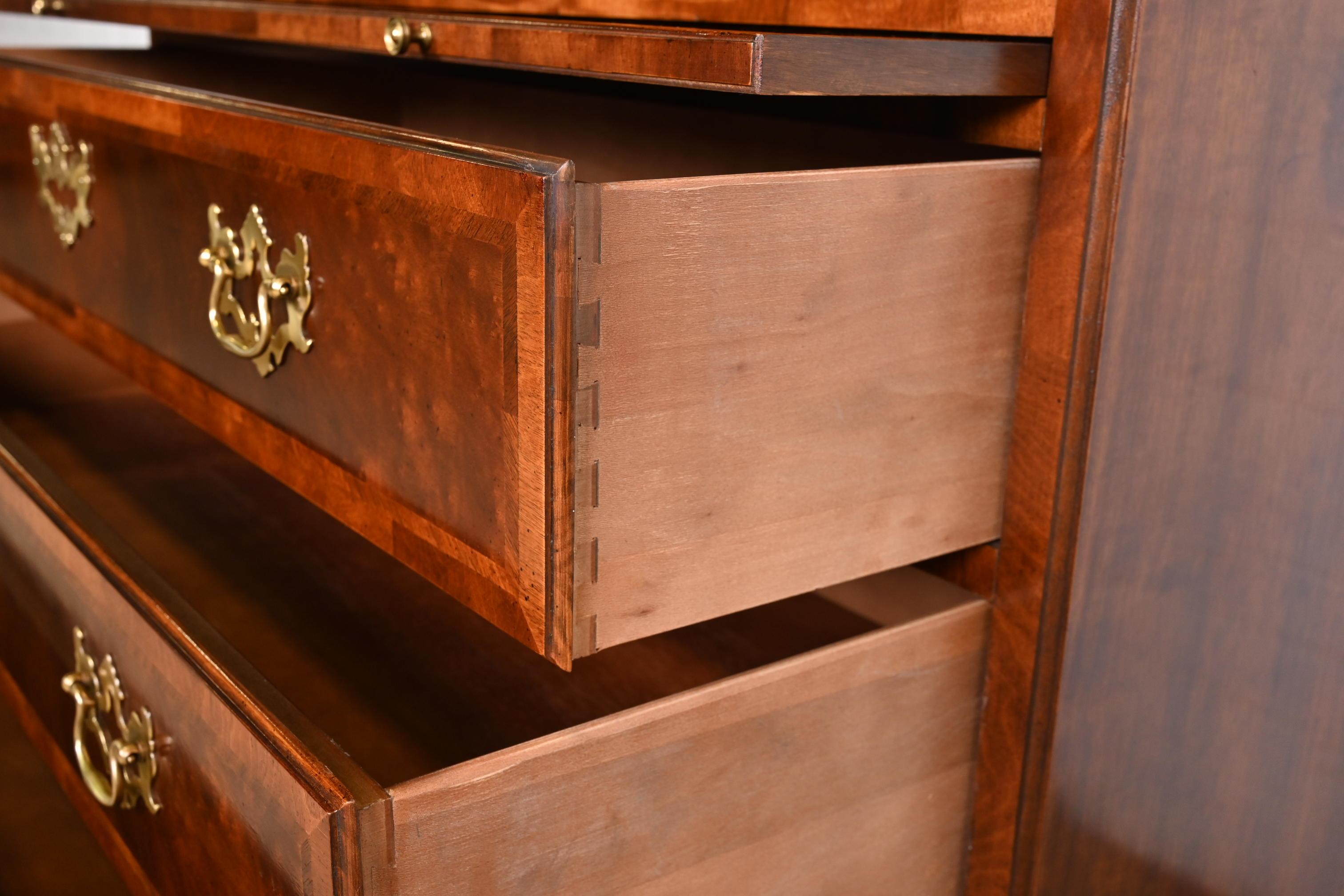 Henredon Georgian Burled Mahogany Armoire Dresser or Linen Press 5