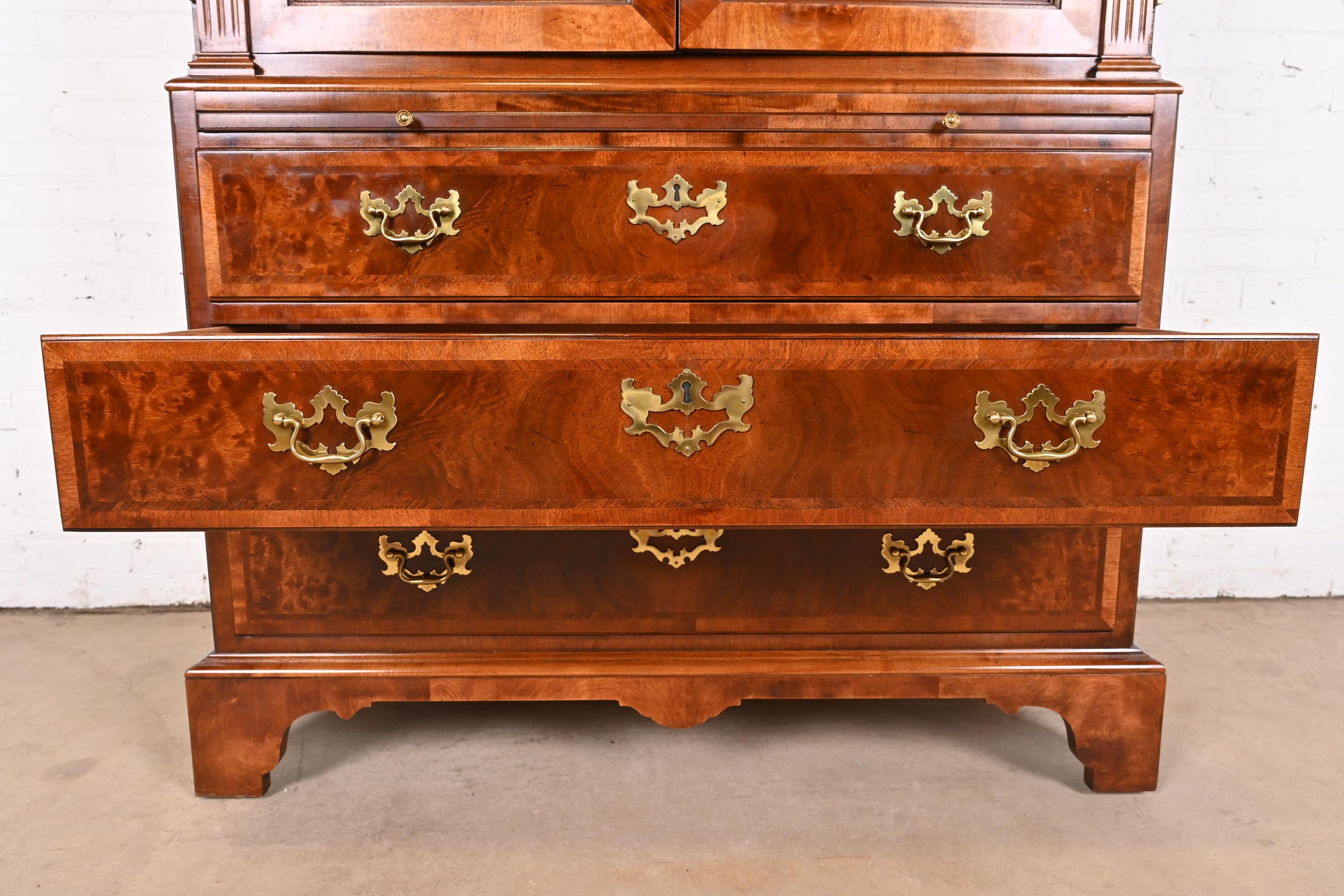 Henredon Georgian Burled Mahogany Armoire Dresser or Linen Press 7