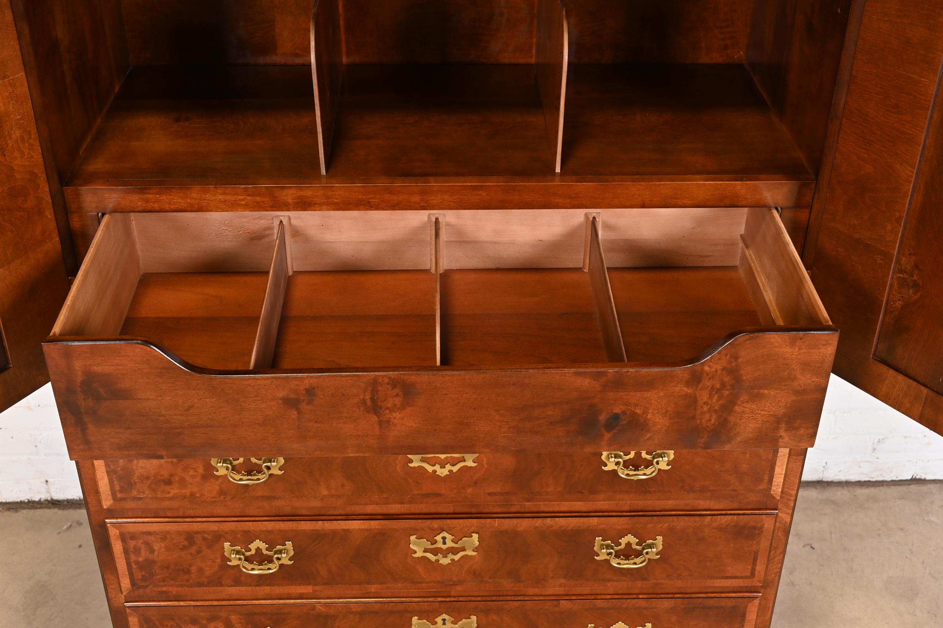 Henredon Georgian Burled Mahogany Armoire Dresser or Linen Press 1