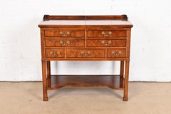 Henredon Georgian Burled Mahogany Flip Top Server or Bar Cabinet