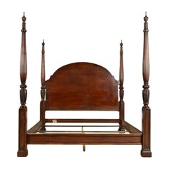 Henredon Georgian Carved Cherry Wood King Size Poster Bed