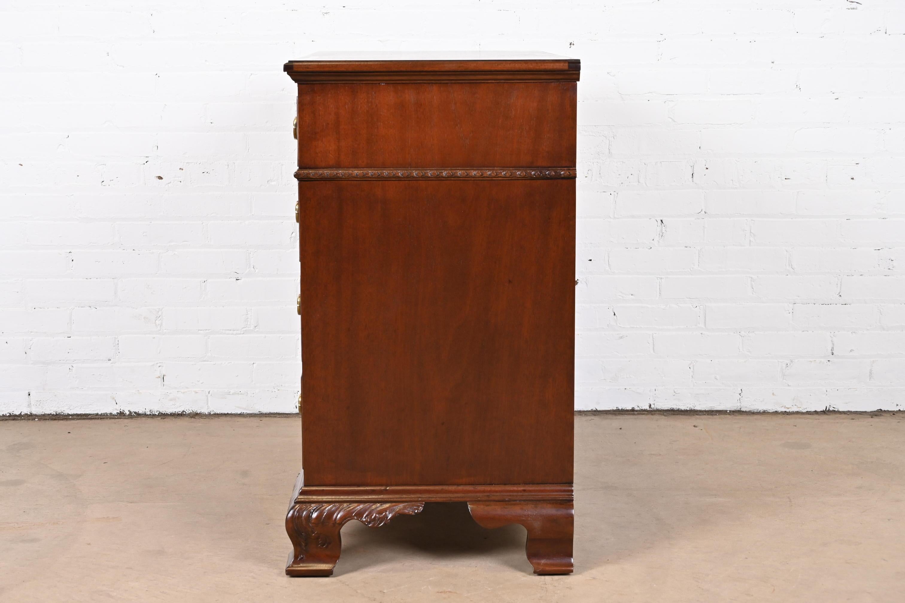Henredon Georgian Carved Mahogany Chest of Drawers, Newly Refinished For Sale 6