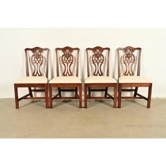 Henredon Georgian Carved Mahogany Dining Chairs, Set of Four