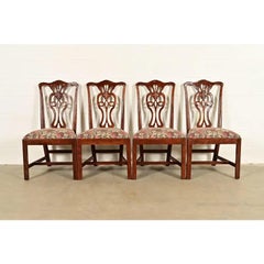 Henredon Georgian Carved Mahogany Dining Chairs, Set of Four