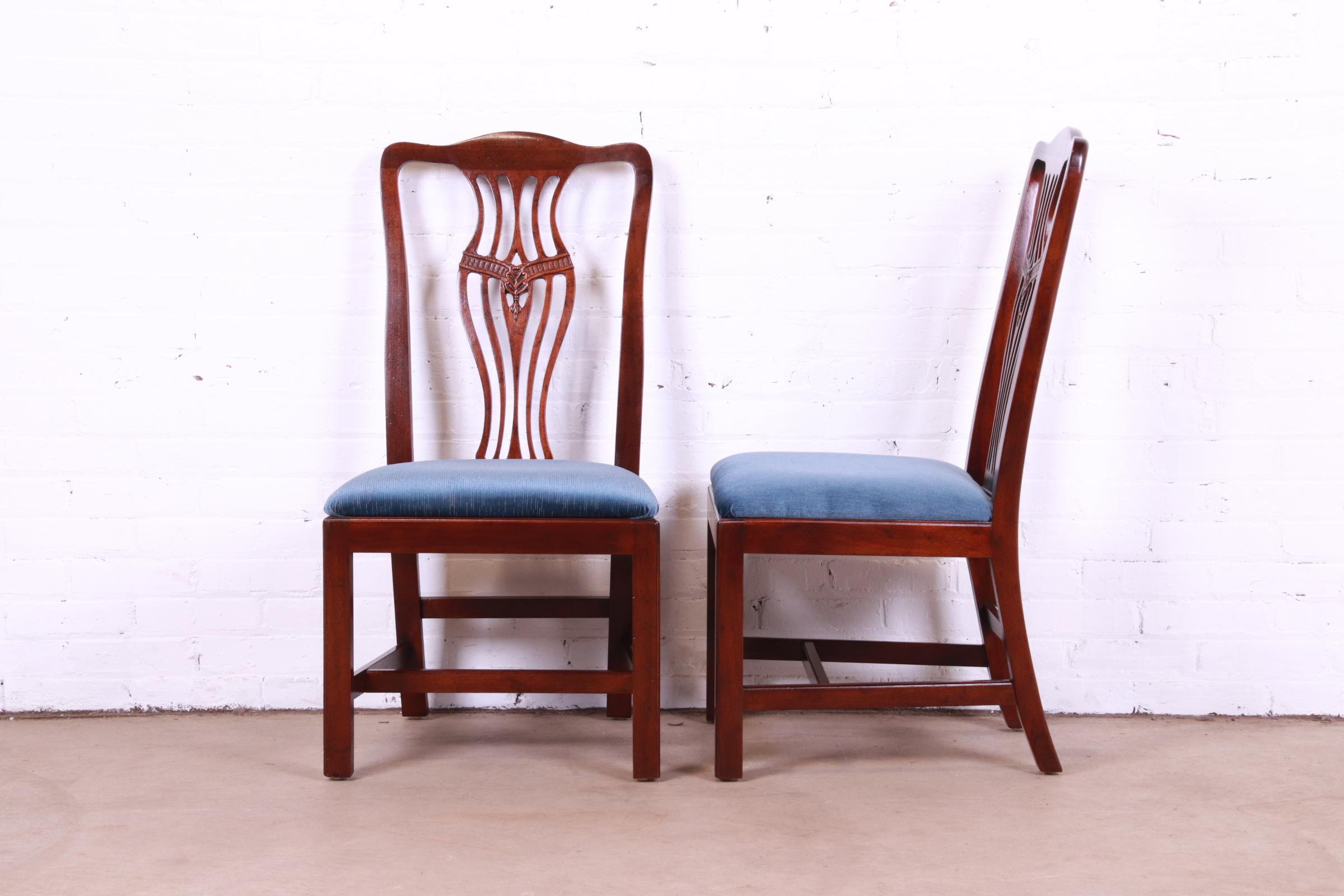Henredon Georgian Carved Mahogany Dining Chairs, Set of Four 2