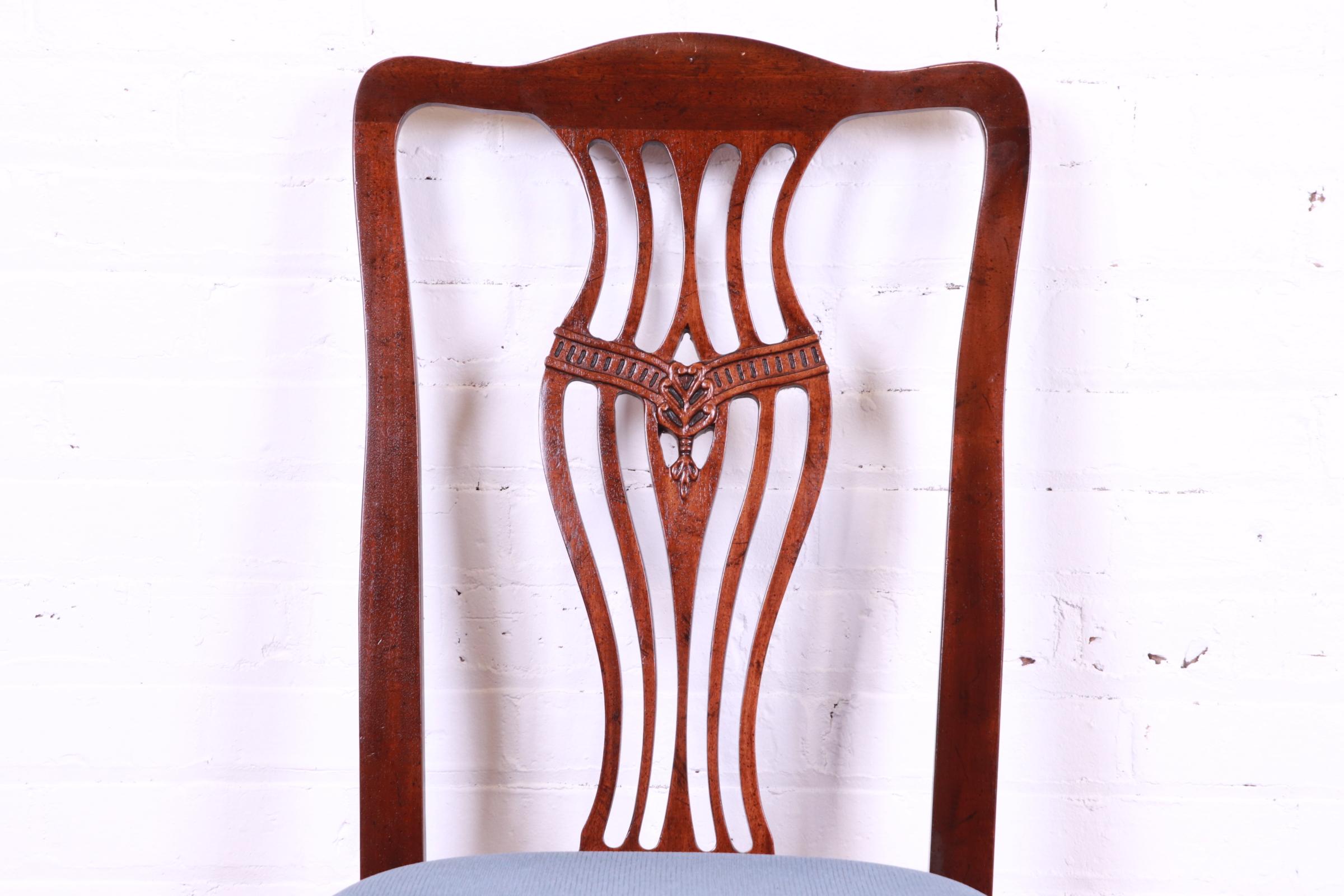 Henredon Georgian Carved Mahogany Dining Chairs, Set of Four 3