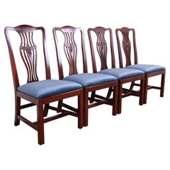 Henredon Georgian Carved Mahogany Dining Chairs, Set of Four