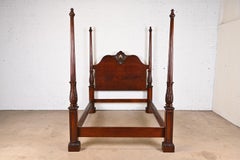 Henredon Georgian Carved Mahogany Queen Size Poster Bed