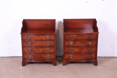 Henredon Georgian Inlaid Mahogany Serpentine Bachelor Chests or Nightstands