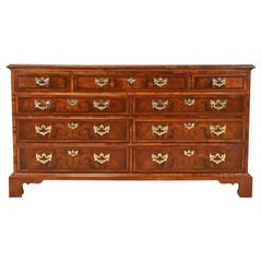 Henredon Georgian Mahogany and Burl Wood Dresser or Credenza, Newly Refinished
