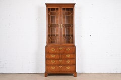 Henredon Georgian Mahogany Breakfront Bookcase Bureau with Drop Front Desk