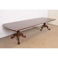 Henredon Georgian Mahogany Double Pedestal Extension Dining Table, Refinished
