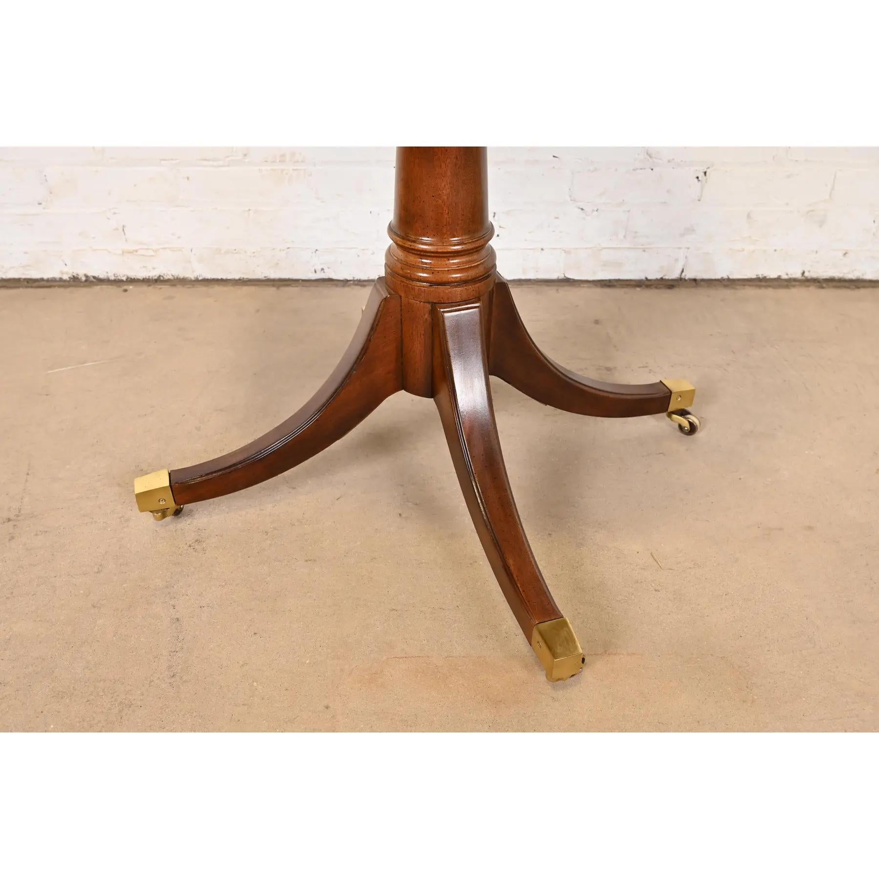 Henredon Georgian Mahogany Pedestal Leather Top Drum Tea Table 6