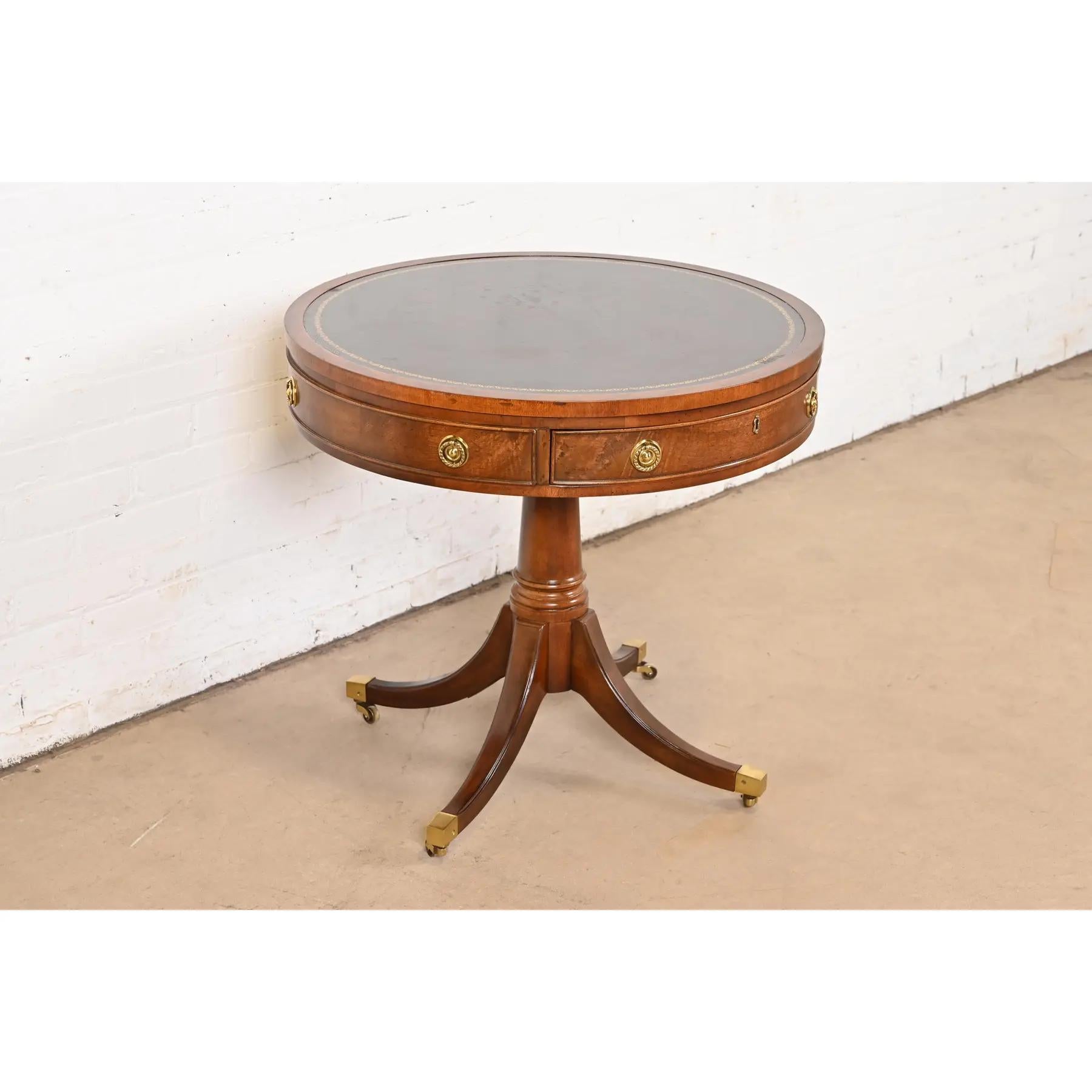 A beautiful Georgian or Regency style pedestal drum top tea table

By Henredon, 