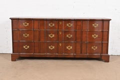 Henredon Georgian Solid Mahogany Block Front Triple Dresser, Newly Refinished