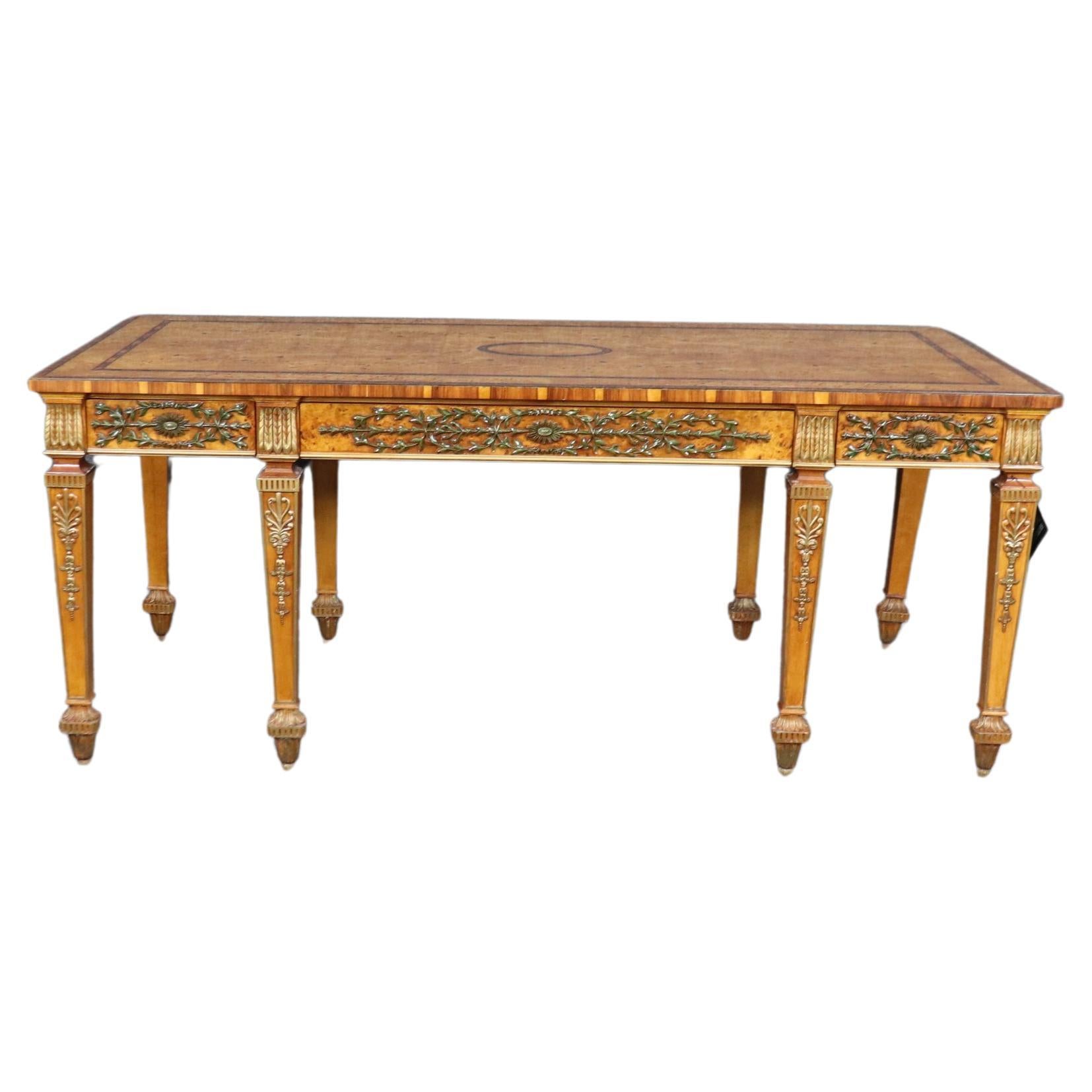 Henredon Grand Provenance English Adams Style Decorated Carved Writing Desk  For Sale