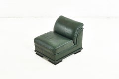 Henredon Green Leather Slipper Chair, 1980