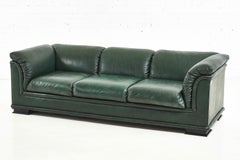 Henredon Green Leather Sofa, 1980