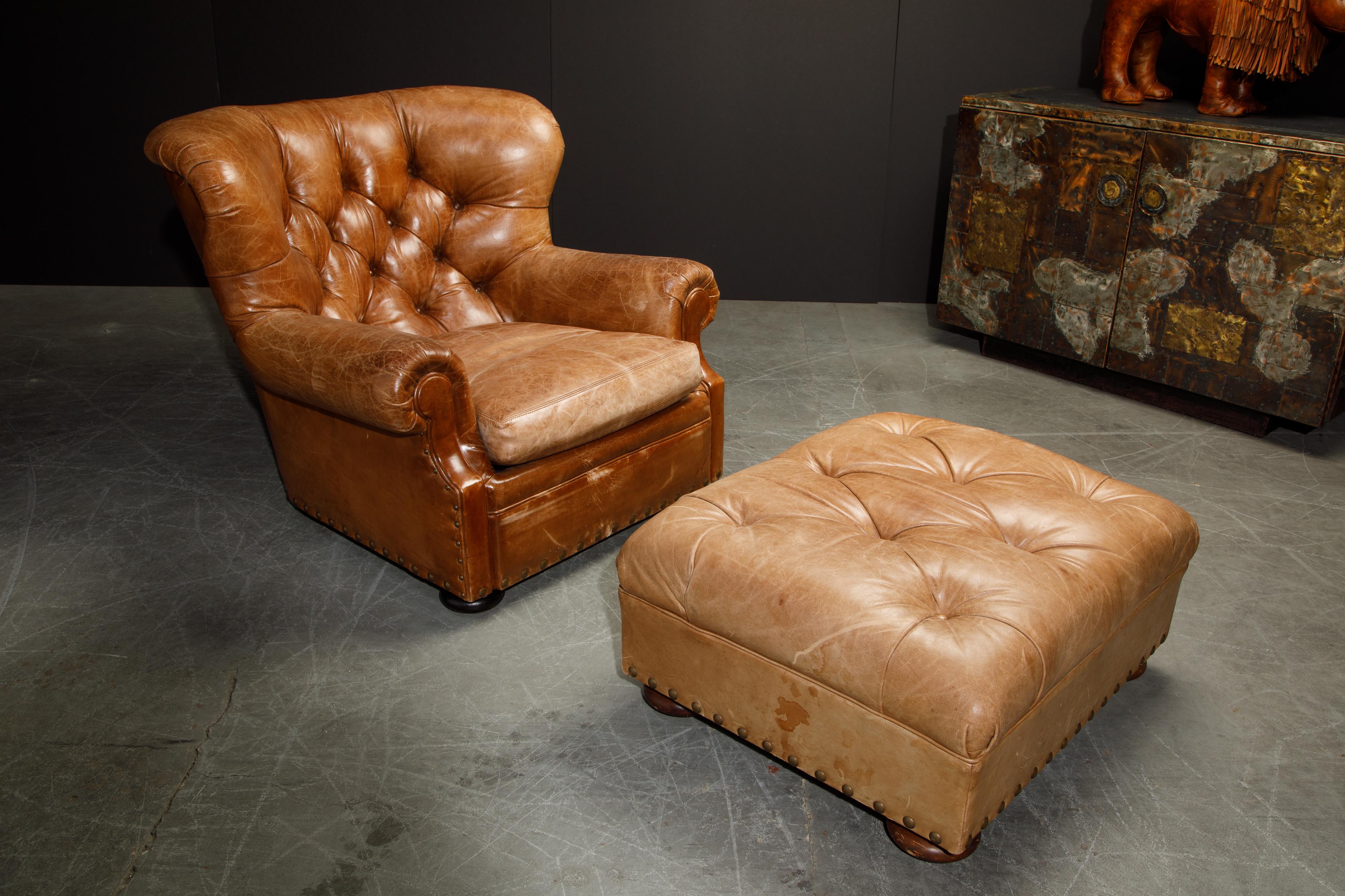 leather reading chair and ottoman