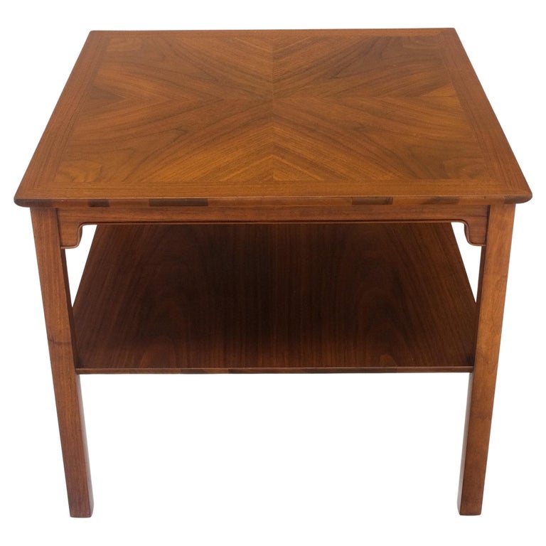 Henredon Heritage Square Walnut Two Tier Side End Coffee Table MINT