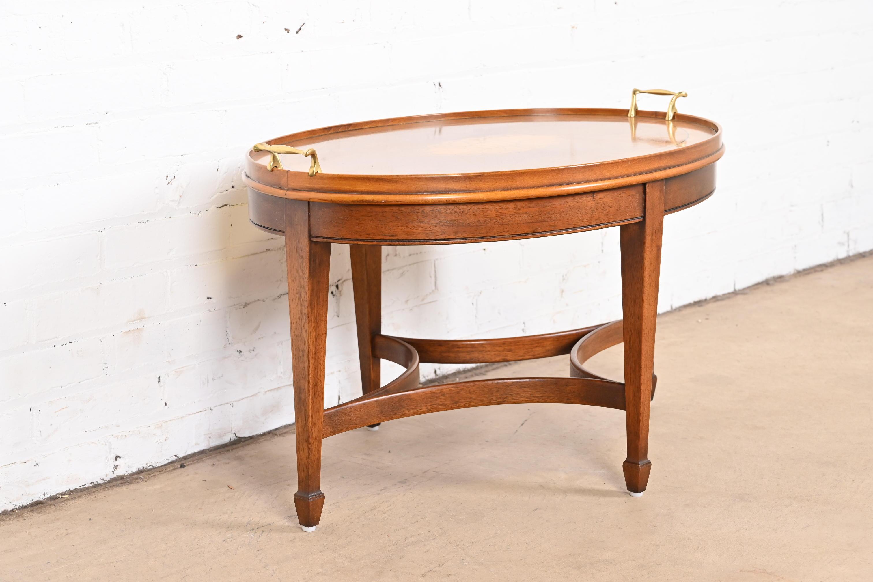 Henredon Historic Natchez Federal Mahogany and Inlaid Satinwood Coffee Table In Good Condition In South Bend, IN