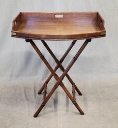 Henredon Historic Natchez Mahogany Campaign Style Faux Bamboo Butlers Tray Table