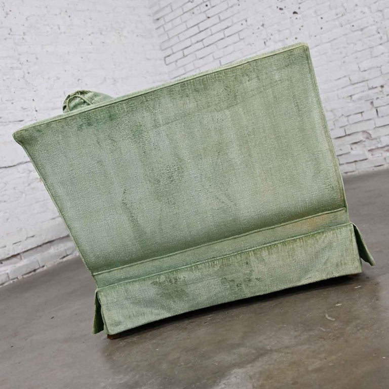 Henredon Hollywood Regency Art Deco Mnt Green Velvet Modified Tuxedo