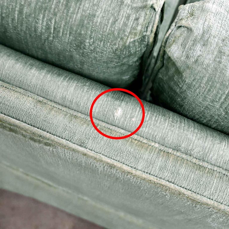 Henredon Hollywood Regency Art Deco Mnt Green Velvet Modified Tuxedo